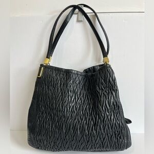 Coach black Madison Phoebe Gathered Twist Leather tote shoulder Bag 26258